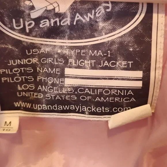 Up and Away Fly Girl Top Gun pink winter jacket size 10/Med